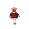 Kaemingk Závesný medveď v kockovanom oblečení 18cm Variant: Ona Kaemingk Závesný medveď v kockovanom oblečení 18cm Variant: Ona