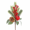 Vian. konár čečina, zeleň, jablko,šiška, červ. bobule 26cm Vian. konár čečina, zeleň, jablko,šiška, červ. bobule 26cm