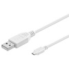 PremiumCord Kabel micro USB 2.0, A-B 2m, bílá ku2m2fw