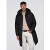 Ombre Men's long quilted winter jacket with hood - black čierna | biela | krémová XXL Ombre 5907064529643 Ombre Men's long quilted winter jacket with hood - black čierna | biela | krémová XXL Ombre 5907064529643