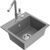 Mexen Milo žulový drez s 1 komorou a kuchynskou batériou Flora, sivý - 6505-71-670401-06 Mexen Milo žulový drez s 1 komorou a kuchynskou batériou Flora, sivý - 6505-71-670401-06