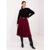 Bordová midi sukňa s opaskom čierna | tmavočervená One size RUE PARIS 5906694072178 Bordová midi sukňa s opaskom čierna | tmavočervená One size RUE PARIS 5906694072178