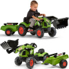 FALK Traktor Claas zelený s prívesom a pedálovou lyžicou od 2-5 rokov FALK Traktor Claas zelený s prívesom a pedálovou lyžicou od 2-5 rokov