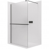 CERANO - Sprchová zástena Walk-in Onyx Round Ľ/P - 8 mm + polička/držiak na uteráky - guľatá vzpera - čierna matná, mliečne sklo - 140x200 cm CERANO - Sprchová zástena Walk-in Onyx Round Ľ/P - 8 mm + polička/držiak na uteráky - guľatá vzpera - čierna matná, mliečne sklo - 140x200 cm