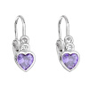 Strieborné detské náušnice visiace so zirkónom fialové srdce 11178.3 Strieborné detské náušnice visiace so zirkónom fialové srdce 11178.3