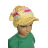 Dievčenská čiapka so šiltom a brmbolcami Farba: Svetložltá, Veľkosť: P:15cm Dievčenská čiapka so šiltom a brmbolcami Farba: Svetložltá, Veľkosť: P:15cm