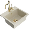Mexen Milo, granitový drez 435x410x171 mm, 1-komorový a drezová batéria Carla, béžová, 6505-69-670700-50 Mexen Milo, granitový drez 435x410x171 mm, 1-komorový a drezová batéria Carla, béžová, 6505-69-670700-50