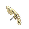 Titánová bezzávitová koncovka Pierko / List Farba: zlatá Titánová bezzávitová koncovka Pierko / List Farba: zlatá
