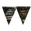 Girlanda vlajky Happy Birthday čierne zlaté 4 m 1 ks Girlanda vlajky Happy Birthday čierne zlaté 4 m 1 ks