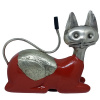 Soška mačka drevo-kov, červený 18x21cm Soška mačka drevo-kov, červený 18x21cm