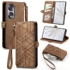 Peňaženkové kožené puzdro Geometric Zipper na Honor 70 - Hnedá Peňaženkové kožené puzdro Geometric Zipper na Honor 70 - Hnedá