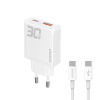 Dudao A30EUT GaN sieťová nabíjačka USB / USB-C 30W + kábel USB-C, biela Dudao A30EUT GaN sieťová nabíjačka USB / USB-C 30W + kábel USB-C, biela