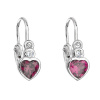 Strieborné detské náušnice visiace so zirkónom ružové srdce 11178.3 Strieborné detské náušnice visiace so zirkónom ružové srdce 11178.3