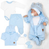 Rebrovaná sada, Star 5D, body, polodup., kabátik, čiapka, rukavice - modrá, biela, 68 Rebrovaná sada, Star 5D, body, polodup., kabátik, čiapka, rukavice - modrá, biela, 68