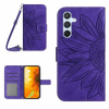 Peňaženkové kožené puzdro Sun Flower na Samsung Galaxy A25 5G - Tmavo Fialová Peňaženkové kožené puzdro Sun Flower na Samsung Galaxy A25 5G - Tmavo Fialová