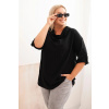 Legínovo Dámska blúzka Plus Size z bavlnou voľného strihu s vodným výstrihom béžová Farba: Čierna, Veľkosť: UNI Legínovo Dámska blúzka Plus Size z bavlnou voľného strihu s vodným výstrihom béžová Farba: Čierna, Veľkosť: UNI