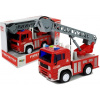 Hasičské auto LEAN Toys 1:20 s naťahovacím pohonom, rebríkom a zvukmi - červené vozidlo pre malých hasičov Hasičské auto LEAN Toys 1:20 s naťahovacím pohonom, rebríkom a zvukmi - červené vozidlo pre malých hasičov
