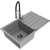 Mexen Bruno granitový drez 1-komorový s odkvapkávačom a kuchynskou batériou Aster, sivý - 6513-71-73450-07-B Mexen Bruno granitový drez 1-komorový s odkvapkávačom a kuchynskou batériou Aster, sivý - 6513-71-73450-07-B