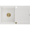 Mexen Bruno, granitový drez 795x495x200 mm, 1-komorový, biela so zlatým sifónom, 6513791010-20-G Mexen Bruno, granitový drez 795x495x200 mm, 1-komorový, biela so zlatým sifónom, 6513791010-20-G