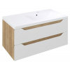 Sapho WAVE umývadlová skrinka 89,7x45x47,8cm, pravá, biela/dub Alabama WA093-3022 Sapho WAVE umývadlová skrinka 89,7x45x47,8cm, pravá, biela/dub Alabama WA093-3022