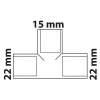 Kirchhoff redukční T-kus 22 mm x 15 mm x 22 mm, 3 objímky, hladké Kirchhoff redukční T-kus 22 mm x 15 mm x 22 mm, 3 objímky, hladké