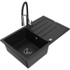 Mexen Bruno granitový drez 1-komorový s odkvapkávacou plochou a kuchynskou batériou Aster, čierny - 6513-77-73450-07-B Mexen Bruno granitový drez 1-komorový s odkvapkávacou plochou a kuchynskou batériou Aster, čierny - 6513-77-73450-07-B