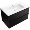 CERANO - Kúpeľňová skrinka pod umývadlo s úchytkou Velora + keramické umývadlo Todo - čierna matná, čierna úchytka - 99x53x46 cm CER-664891 CERANO - Kúpeľňová skrinka pod umývadlo s úchytkou Velora + keramické umývadlo Todo - čierna matná, čierna úchytka - 99x53x46 cm CER-664891