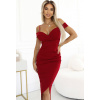 Vínové dámske šaty s odhalenými ramenami a výstrihom CALLIE 564-8 ONE SIZE Vínové dámske šaty s odhalenými ramenami a výstrihom CALLIE 564-8 ONE SIZE