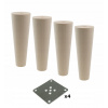 4x drevená noha, bukový kužeľ 10 cm, montážne dosky 4x drevená noha, bukový kužeľ 10 cm, montážne dosky