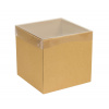 Darčeková krabička s priehľadným vekom 200x200x200/35 mm, hnedá - kraft Darčeková krabička s priehľadným vekom 200x200x200/35 mm, hnedá - kraft