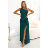Numoco SELENA trblietavé dlhé šaty na jedno rameno s rozparkom - zelené s trblietkami 600-2 Farba: Zelená, Veľkosť: S Numoco SELENA trblietavé dlhé šaty na jedno rameno s rozparkom - zelené s trblietkami 600-2 Farba: Zelená, Veľkosť: S