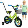 Detský bicykel Miravo 12 palcový, viacfarebný, s košíkom a bočnými kolieskami Detský bicykel Miravo 12 palcový, viacfarebný, s košíkom a bočnými kolieskami