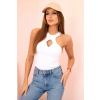 Dámska blúzka bez rukávov s výstrihom a ozdobnou sponou Farba: Biela, Veľkosť: UNI Dámska blúzka bez rukávov s výstrihom a ozdobnou sponou Farba: Biela, Veľkosť: UNI