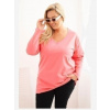 Kesi Dámska blúzka Plus Size s výstrihom do V a dlhým rukávom ružová Kesi Dámska blúzka Plus Size s výstrihom do V a dlhým rukávom ružová