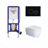 Duravit set WC misa ME by Starck Rimless, sedátko SoftClose, predstenový modul WC SANIT Ineo Plus, tlačítko čierne Duravit set WC misa ME by Starck Rimless, sedátko SoftClose, predstenový modul WC SANIT Ineo Plus, tlačítko čierne