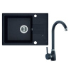Laveo Ceilia, 1-komorový granitový drez 650x440x185mm + vysoká drezová batéria, čierna, LAV-SJCG713T Laveo Ceilia, 1-komorový granitový drez 650x440x185mm + vysoká drezová batéria, čierna, LAV-SJCG713T