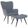 Ušiakové kreslo s podnožkou - HABEN, Sivá zamatová látka Ušiakové kreslo s podnožkou - HABEN, Sivá zamatová látka