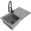 Mexen Cesar žulový kuchynský drez 1-komorový s odkvapkávačom a kuchynskou batériou Aster, sivý - 6514-71-73450-70-B Mexen Cesar žulový kuchynský drez 1-komorový s odkvapkávačom a kuchynskou batériou Aster, sivý - 6514-71-73450-70-B