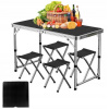Skladací turistický stôl a stoličky Hurtnet, čierne, z plastu Skladací turistický stôl a stoličky Hurtnet, čierne, z plastu