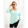 Kesi Dámska blúzka Plus Size s výstrihom do V a dlhým rukávom mätová Kesi Dámska blúzka Plus Size s výstrihom do V a dlhým rukávom mätová