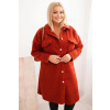 Legínovo Dámsky kabát Plus Size s vlnou zapínaný na gombíky s vreckami a golierom béžový Farba: Červená, Veľkosť: UNI Legínovo Dámsky kabát Plus Size s vlnou zapínaný na gombíky s vreckami a golierom béžový Farba: Červená, Veľkosť: UNI