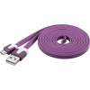 PremiumCord Kabel microUSB 2.0, A-B, plochý, fialový ku2m2fp3