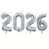 MojeParty Súprava balónov - Silvester 2026, strieborná 86 cm 4ks MojeParty Súprava balónov - Silvester 2026, strieborná 86 cm 4ks
