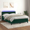 Box spring postel s matrací a LED tmavě zelená 140x190 cm samet Zelená 3134642 Box spring postel s matrací a LED tmavě zelená 140x190 cm samet Zelená 3134642