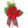 Vetvička MagicHome Vianoce, s kvetom poinsettia a stuhou, červená, 17 cm Vetvička MagicHome Vianoce, s kvetom poinsettia a stuhou, červená, 17 cm
