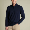 Charles Tyrwhitt Pure Merino Button Neck Jumper — Navy - L Charles Tyrwhitt Pure Merino Button Neck Jumper — Navy - L