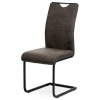 Autronic DCL-412 GREY3 - Jedálenská stolička, sivá látka v dekore vintage kože, biele prešitie, kov - čierny lak