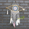 Stredný ochranný Lapač Snov - Macramé - Modrá, Biela, Ružová Stredný ochranný Lapač Snov - Macramé - Modrá, Biela, Ružová