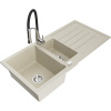 Mexen Andres granitový drez 1,5-komorový s odkvapkávačom a kuchynskou batériou Aster, béžový - 6515-69-73450-07 Mexen Andres granitový drez 1,5-komorový s odkvapkávačom a kuchynskou batériou Aster, béžový - 6515-69-73450-07