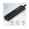 AXAGON HMA-GL3A, USB 3.2 Gen 1 hub, porty 3x USB-A + Gigabit Ethernet, kovový, kábel USB-A 20cm (HMA-GL3A)